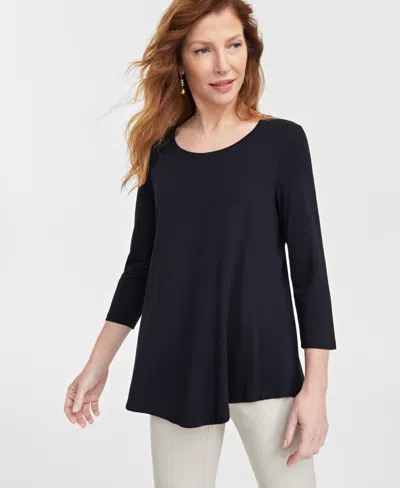 Jm Collection Women's 3/4-sleeve Knit Top, Regular & Petites, Exclusively At Macy's In Black