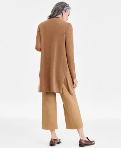 Charter Club Petite Cashmere Open-front Long-sleeve Duster, Exclusively At Macy's In Brown