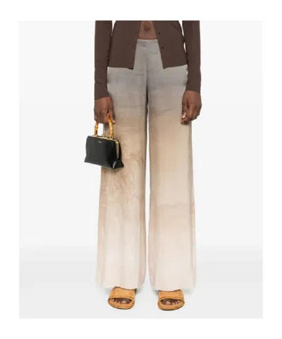 Pierre-louis Mascia Wide-leg Gradient Trousers With Landscape Print In Brown