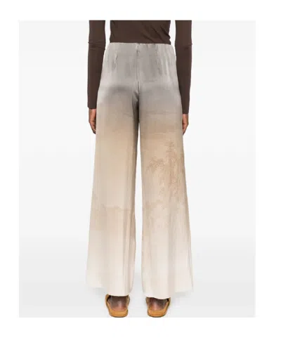 Pierre-louis Mascia Wide-leg Gradient Trousers With Landscape Print In Brown