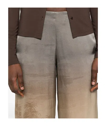 Pierre-louis Mascia Wide-leg Gradient Trousers With Landscape Print In Brown