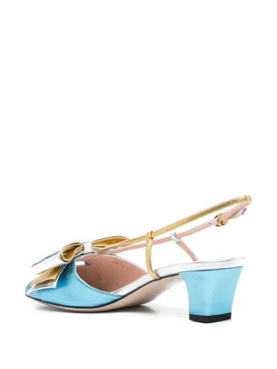 Valentino Garavani Bowow Leather Pumps In Blue