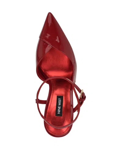 Nine West Women's Franka Ankle Strap Stiletto Pumps In Red