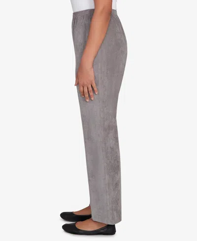 Alfred Dunner Women's Classic Corduroy Elastic Waist Medium Length Pants In Gray