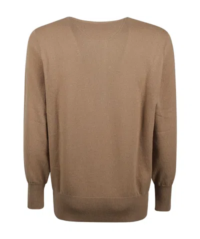Lardini Button-placket Sweater In Brown