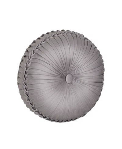 J Queen New York Mary Tufted Round Decorative Pillow, 15" X 15" In Gray