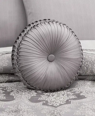 J Queen New York Mary Tufted Round Decorative Pillow, 15" X 15" In Gray