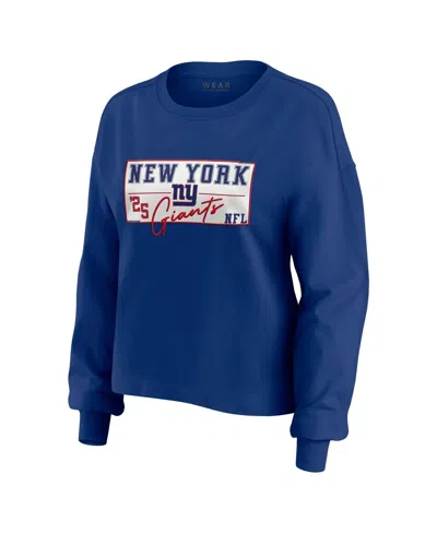 Wear By Erin Andrews Women's 2-piece Royal New York Giants Heavy Rugby Jersey Long Sleeve T-shirt And Shorts Lounge Set In Blue