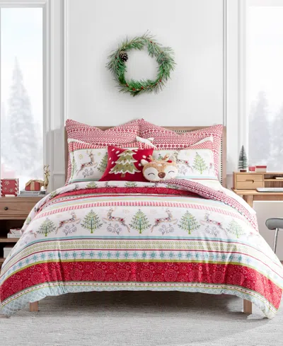 Levtex Home Merry And Bright Comet And Cupid Reversible 3-pc. Duvet Cover Set, King In Multi