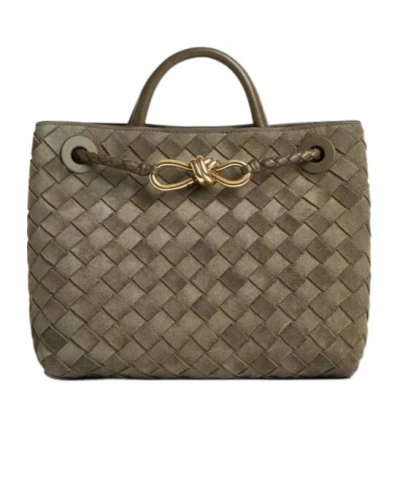 Bottega Veneta Andiamo Intrecciato Small Suede Tote Bag In Pinecone