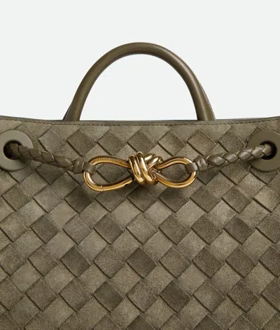 Bottega Veneta Andiamo Intrecciato Small Suede Tote Bag In Pinecone