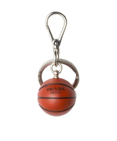 Prada Basketball Themed Metal Keychain Accessory In Orange