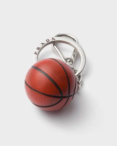 Prada Basketball Themed Metal Keychain Accessory In Orange