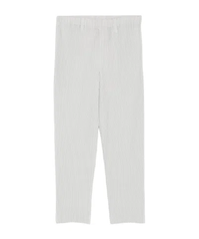 Issey Miyake Ribbed Texture Tailored Trousers Pockets In White