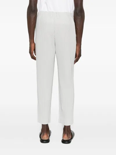 Issey Miyake Ribbed Texture Tailored Trousers Pockets In White