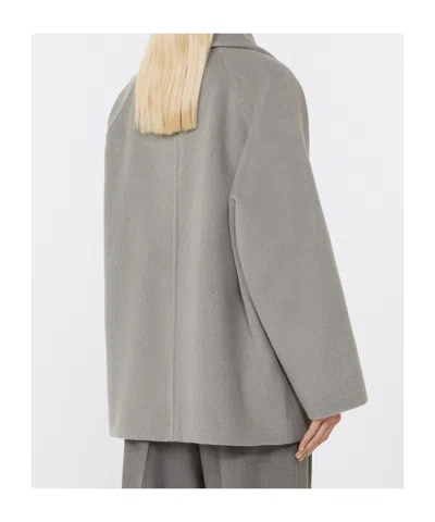 Max Mara Double-breasted Wool Pea Coat Coats Grey In Gray