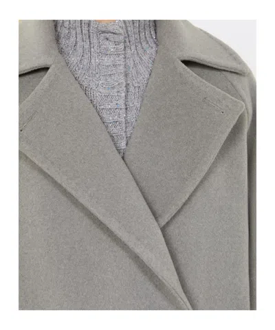 Max Mara Double-breasted Wool Pea Coat Coats Grey In Gray