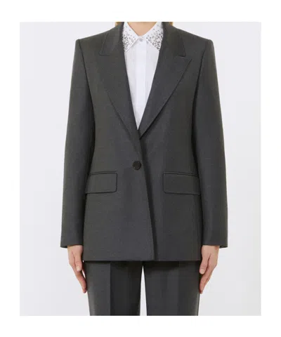 Max Mara Tailored Single-breasted Wool Jacket In Gray