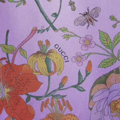 Gucci Printed Silk Twill Skirt In Purple