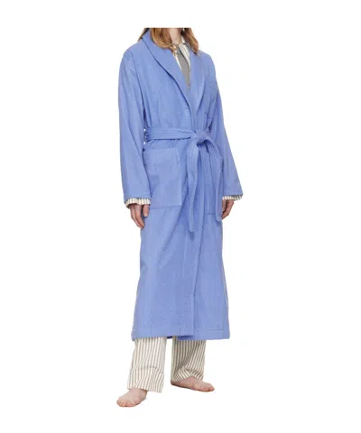 Tekla Blue Classic Bathrobe In Blue