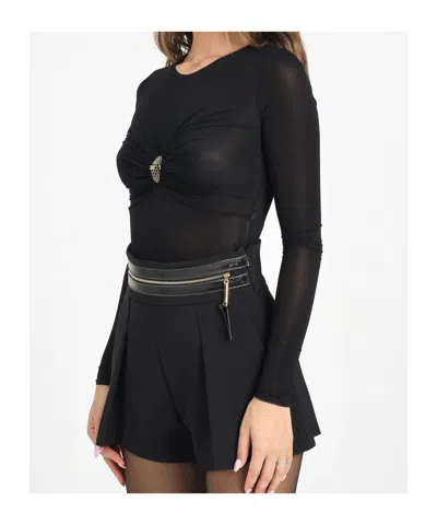 Elisabetta Franchi Single-pleated Virgin Wool Shorts In Black