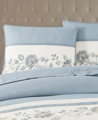 J Queen New York Garden Bloom Embroidered 4-pc. Comforter Set, King In Blue