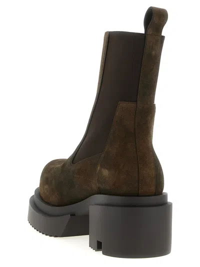 Rick Owens Platform Boots With Elastic Strap In Brown