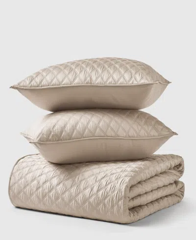 J Queen New York Premier Cotton Sateen 3-pc. Quilt Set, Full/queen In Neutral