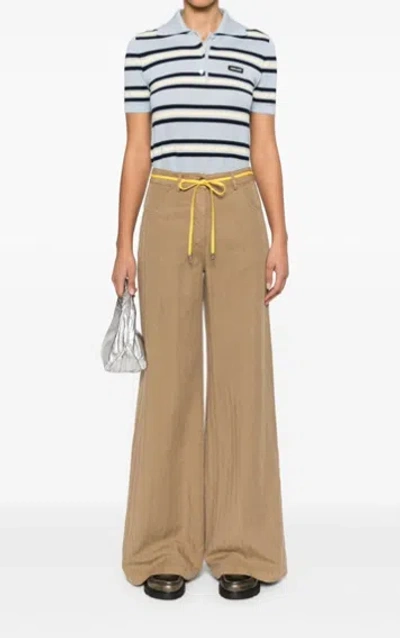 Aspesi Striped Wide-leg Trousers In Green
