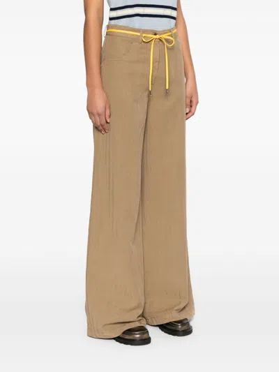 Aspesi Striped Wide-leg Trousers In Green