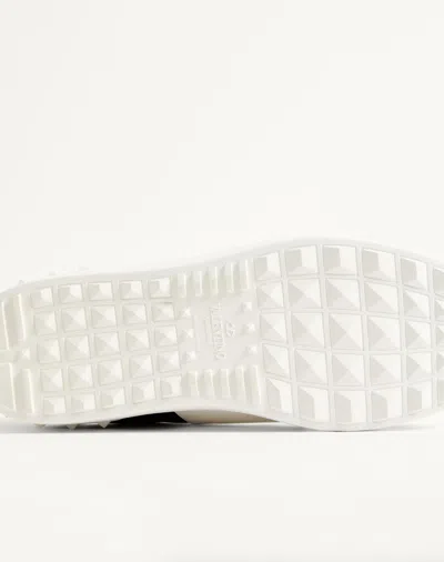 Valentino Garavani Black Leather Open Sneakers With White Band In Multi