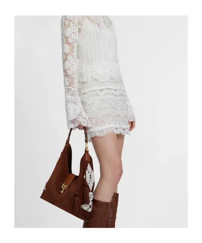 Ermanno Scervino Miniskirt In Patchwork Of Lace And Georgette In White