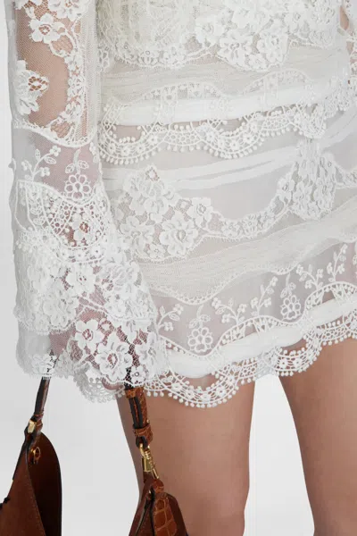 Ermanno Scervino Miniskirt In Patchwork Of Lace And Georgette In White