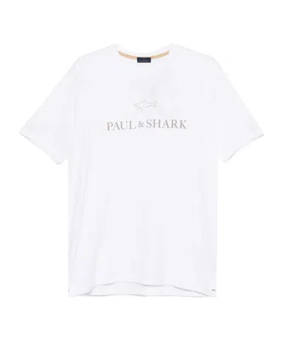 Paul & Shark Light Cotton Jersey T-shirt With Print In White