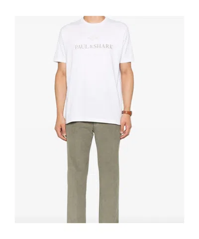 Paul & Shark Light Cotton Jersey T-shirt With Print In White