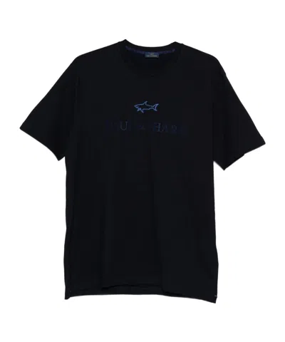 Paul & Shark Cotton Jersey T-shirt With Logo Print In Blue