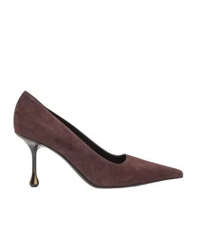 Jimmy Choo Ixia Pointed Toe Suede Pumps In Brown