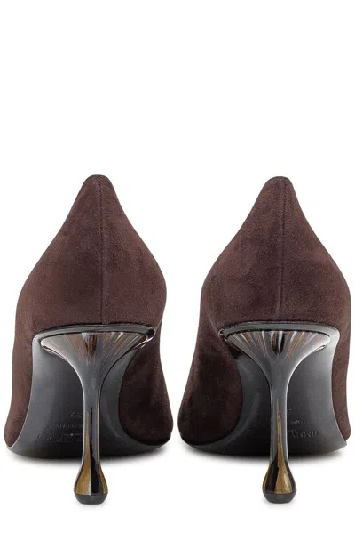 Jimmy Choo Ixia Pointed Toe Suede Pumps In Brown