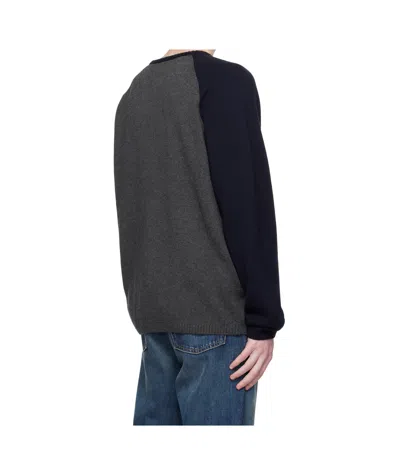 We11 Done Printed Raglan Knit Pullover Sweater In Gray