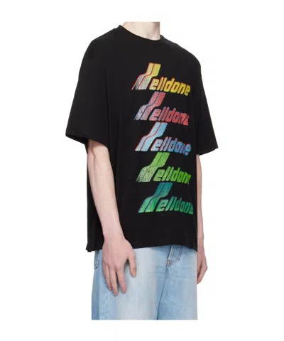 We11 Done Black Multi Rainbow Logo T-shirt In Black