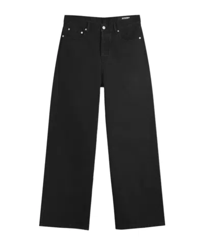 Jacquemus Straight Denim Pants Featuring Belt Loops In Black