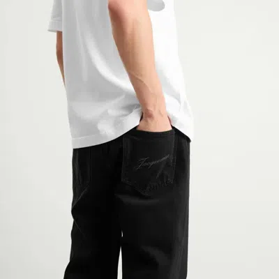 Jacquemus Straight Denim Pants Featuring Belt Loops In Black