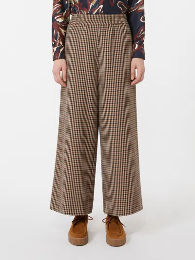 Weekend Max Mara Basketweave Wool And Cotton Trousers In Brown