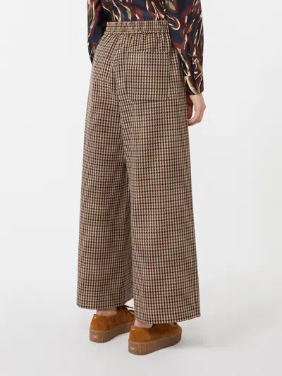 Weekend Max Mara Basketweave Wool And Cotton Trousers In Brown