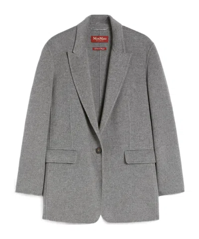 Max Mara Wool And Silk Double-cloth Blazer In Green