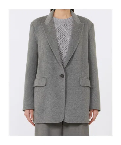 Max Mara Wool And Silk Double-cloth Blazer In Green