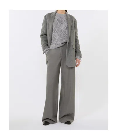 Max Mara Wool And Silk Double-cloth Blazer In Green