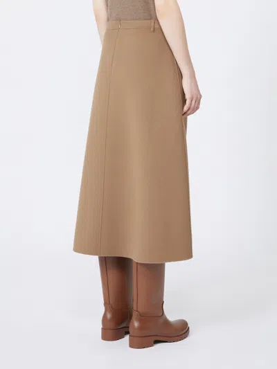 Max Mara Flared Wool Skirt In Brown