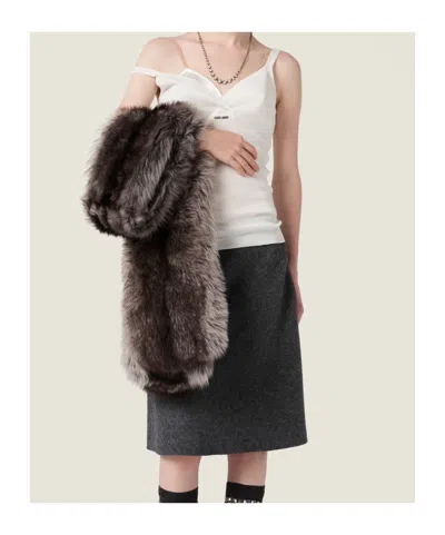 Miu Miu Pointelle V-neck Tank Top In White