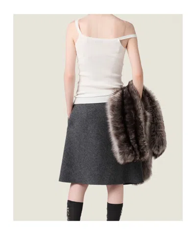 Miu Miu Pointelle V-neck Tank Top In White